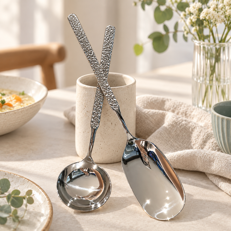 CouldNook Stainless Steel Serving Spoon - Crackle Texture Handle