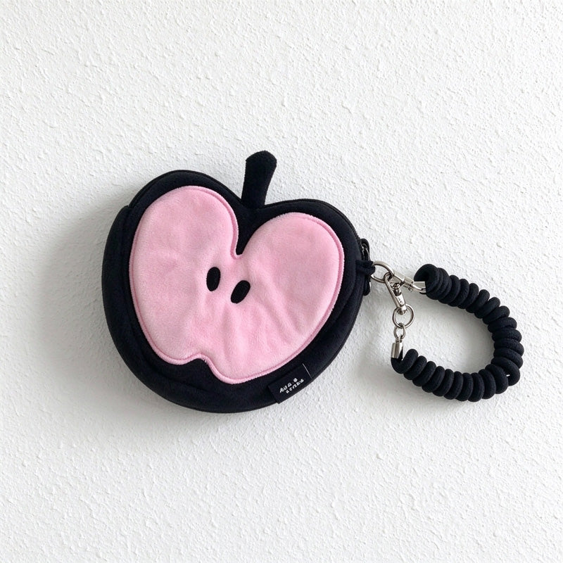 Apple Coin Purse Bag Charm with Coiled Loop