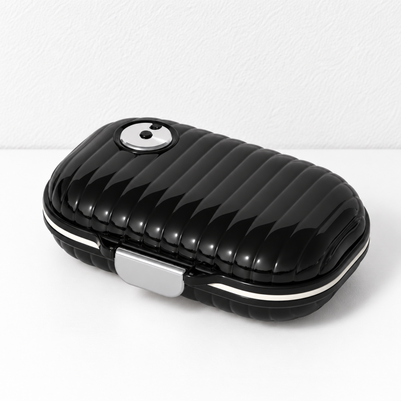 CouldNook Ribbed Pill Box - Rounded Case and Clear Inner Covers