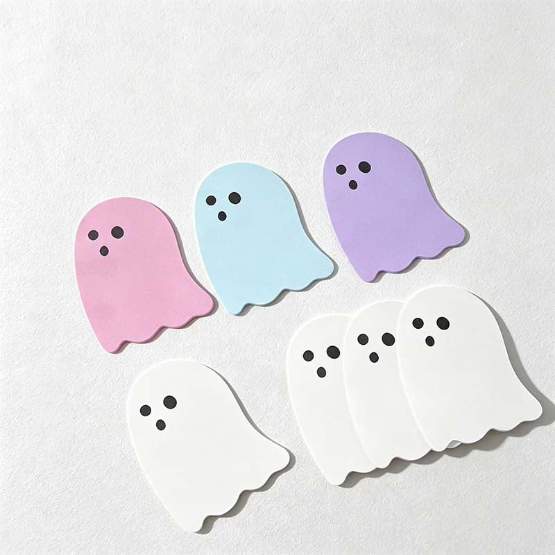 CouldNook Pastel Ghost Sticky Notes - Simple Face and Scalloped Shape