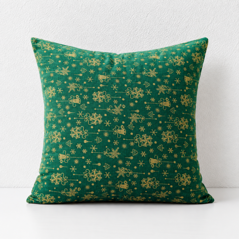 CouldNook Seasonal Pattern Cushion - Plaid Checks And Raised Festive Motifs