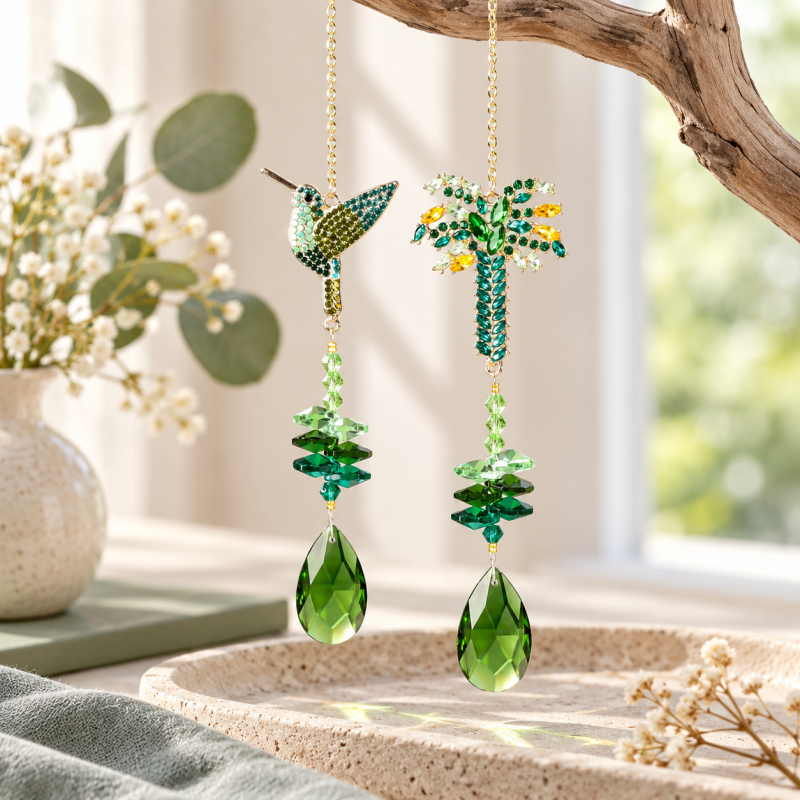 CouldNook Bird and Tree Suncatcher - Faceted Beads And Teardrop Detail