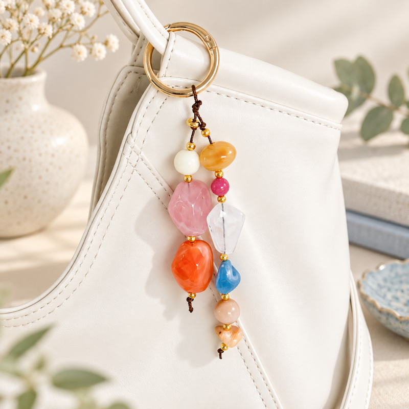 CouldNook Beaded Bag Charm - Mixed Shapes and Twin Hanging Strands