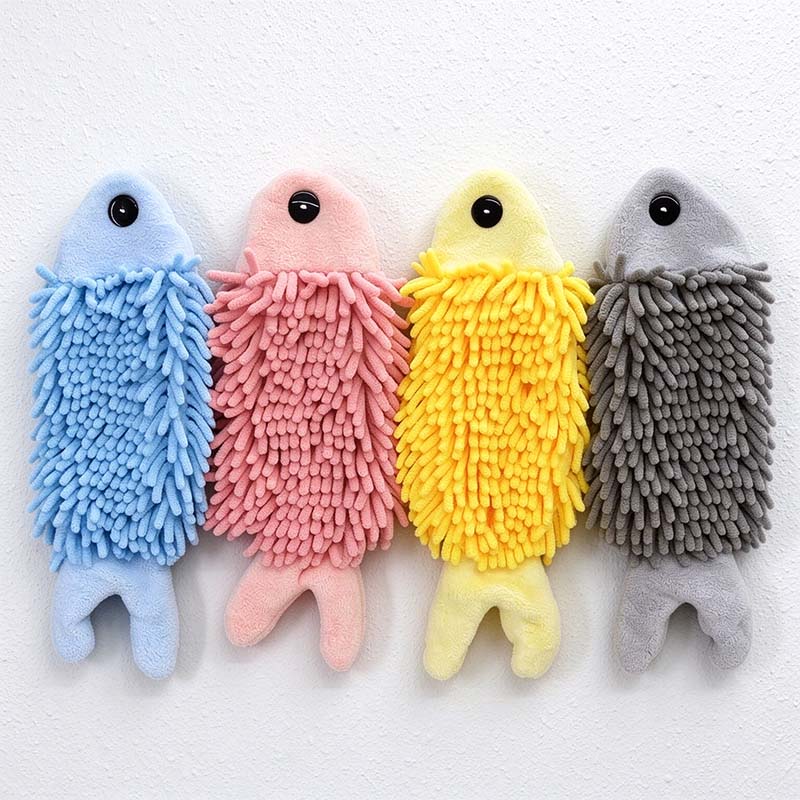 CouldNook Fish Hanging Hand Towel - Tufted Body And Split Tail