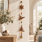 CouldNook Reindeer Bell Hanging - Snowflake Tree And Colored Bead Details