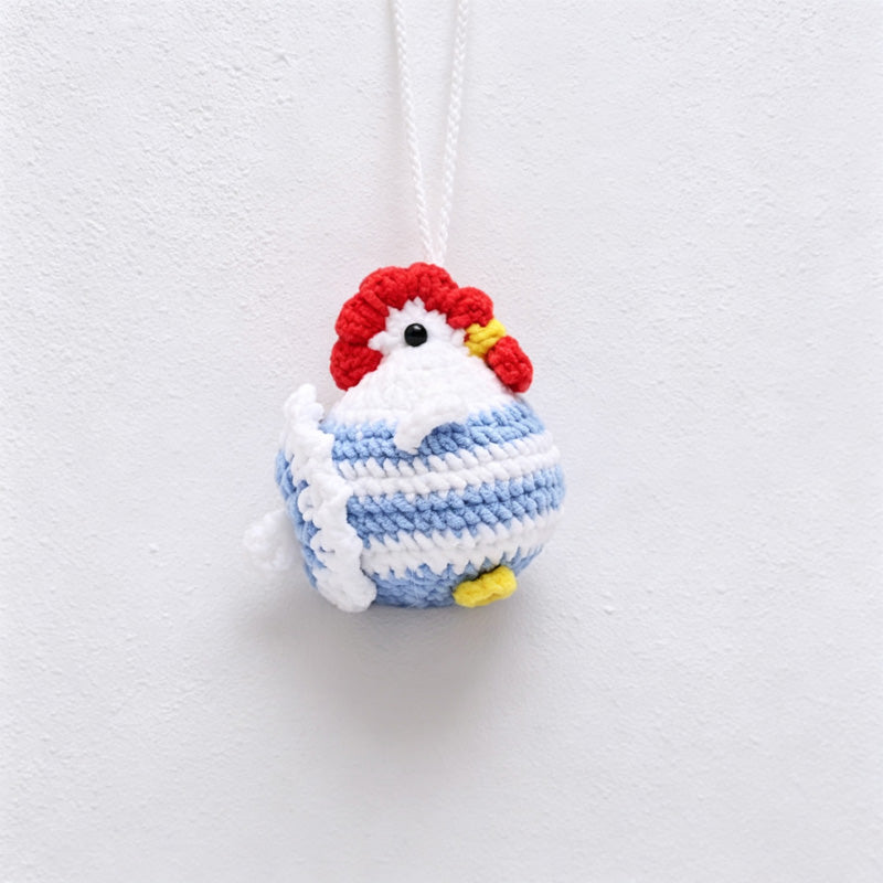 CouldNook Yarn Chicken Doll Keychain - Rounded Striped Body