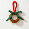 Red Green Stripe Bow Mini Wreath