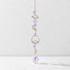 CouldNook Planet Suncatcher - Silver-Toned Celestial Symbols and Iridescent Hanging Drops