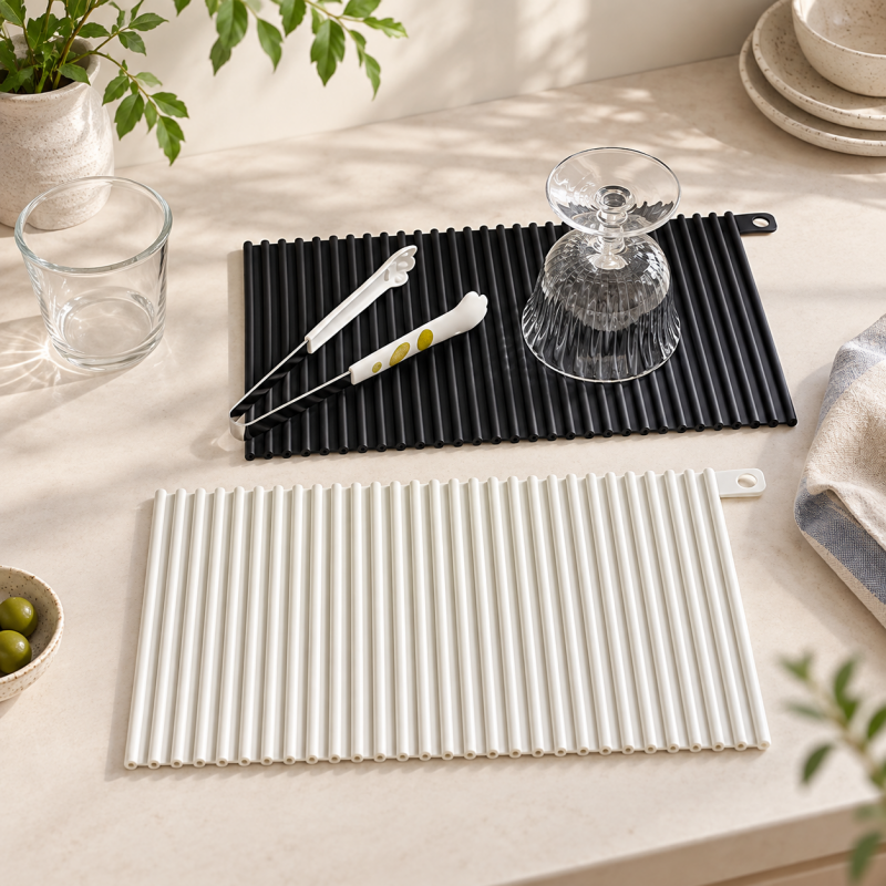 CouldNook Ribbed Draining Mat - Rectangular Heat Resistant Pad