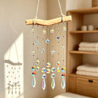 CouldNook Wood Bar Crystal Suncatcher - Star Bead Strands