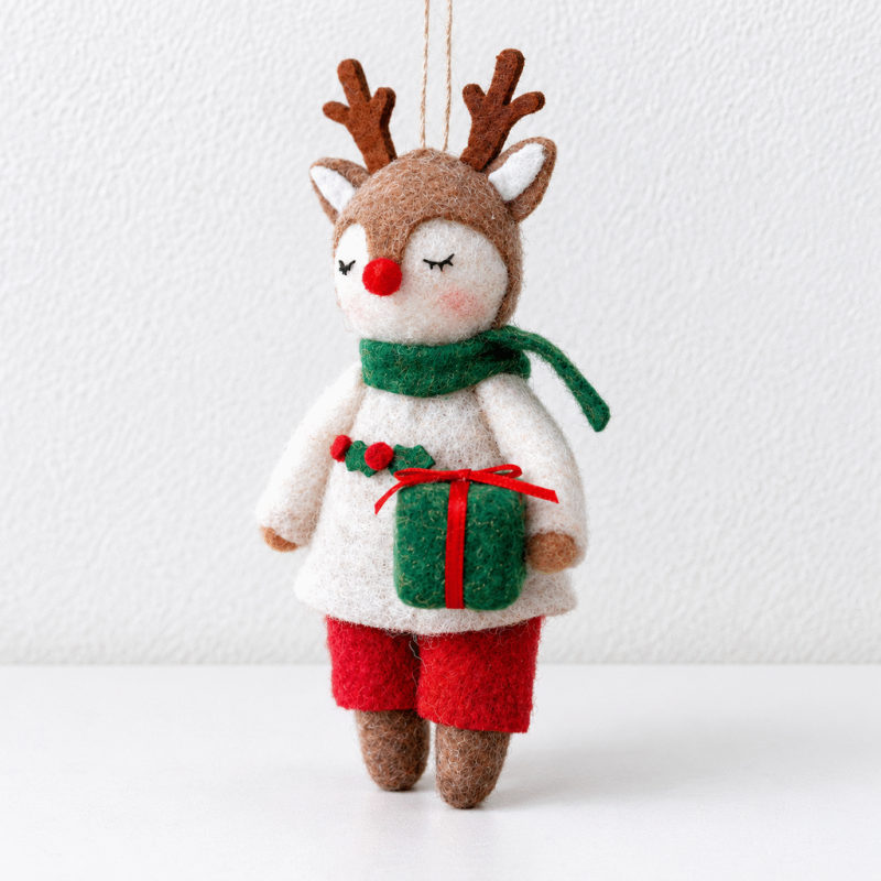 CouldNook Reindeer Christmas Ornament - Festive Outfit Detail