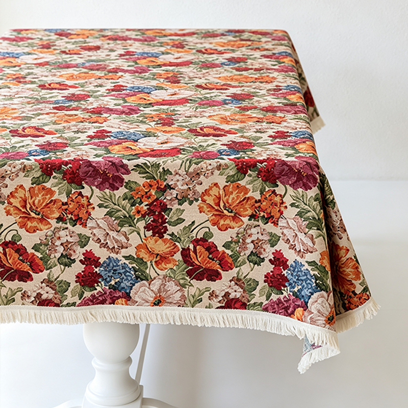 CouldNook  Linen Blend Jacquard Cloth Tablecloth - Warm Dining Accent