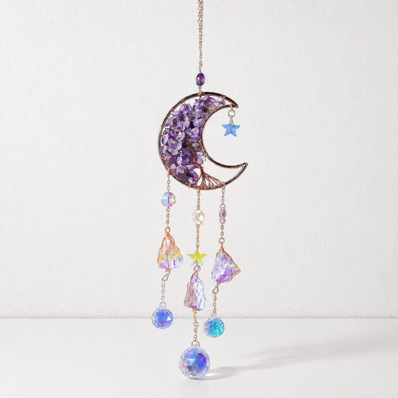 CouldNook Amethyst Moon Window Suncatcher - Crystal Drop Strands