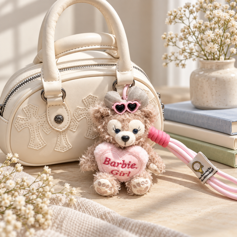 CouldNook Plush Bear Charm - Heart Detail and Pink Hanging Loop