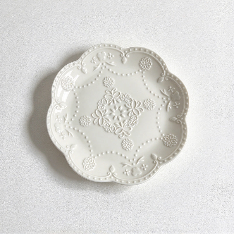 CouldNook Decorative Plate - Embossed Floral Rim Designs