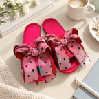 CouldNook Polka Dot Bow Slippers - Deep Red Design