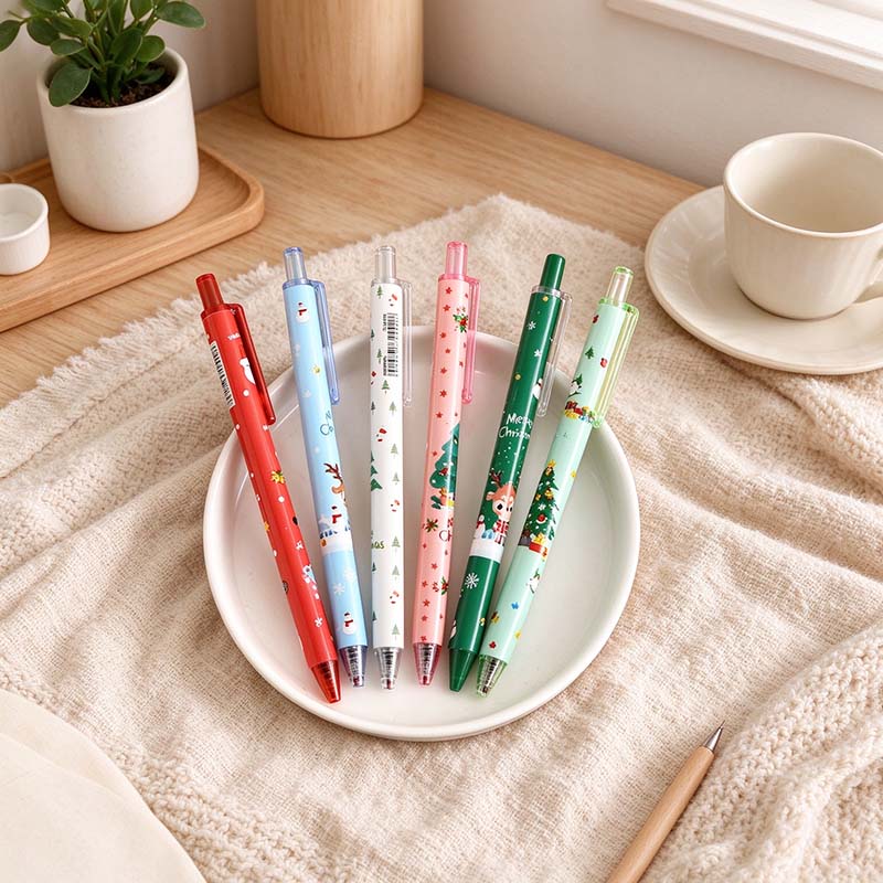 CouldNook Christmas Gel Pen - Printed Holiday Barrel And Push Button