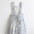 CouldNook Floral Fishtail Apron - Blue Cotton Ruffled Hem