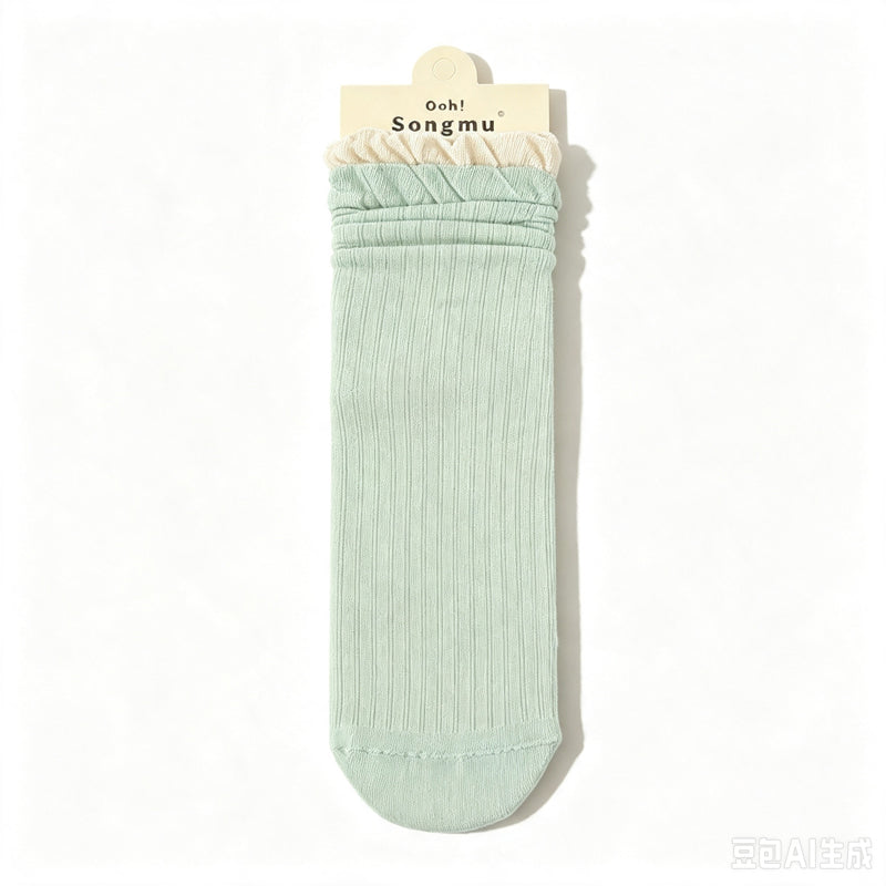 CloudNook Cotton Blend Seamless Breathable Floral Mid-Calf Crew Socks