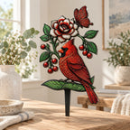 CouldNook Cardinal Decoration - Floral Bird Silhouette and Branch Detail