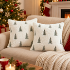 CouldNook Embroidered Winter Cushion Cover - Plush Texture And Seasonal Motifs