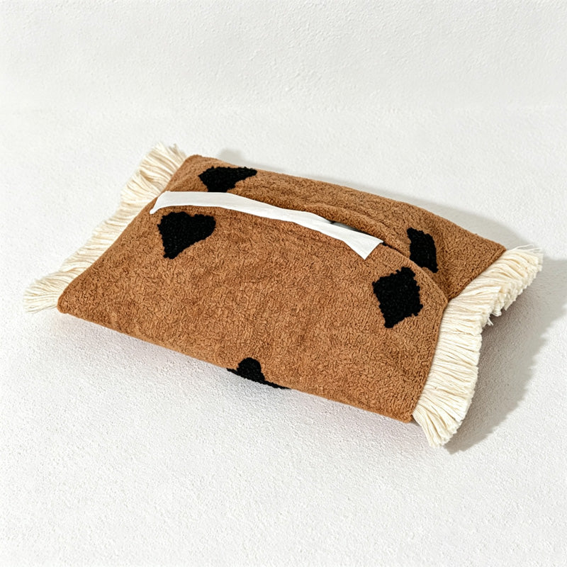 CouldNook Embroidered Fabric Tissue Cover - Tassel and Patchwork Detail