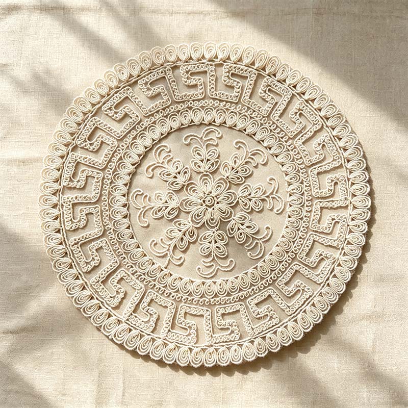 CouldNook Round Embroidered Lace Placemat - Four Openwork Designs