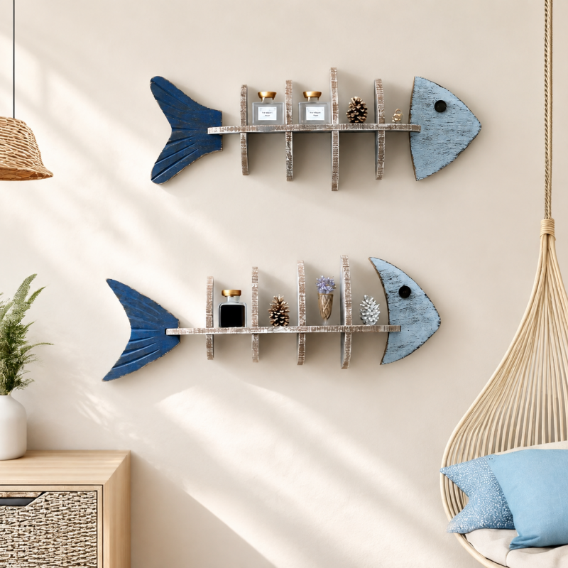 CouldNook Fish Shaped Wall Shelf - Three Display Formats
