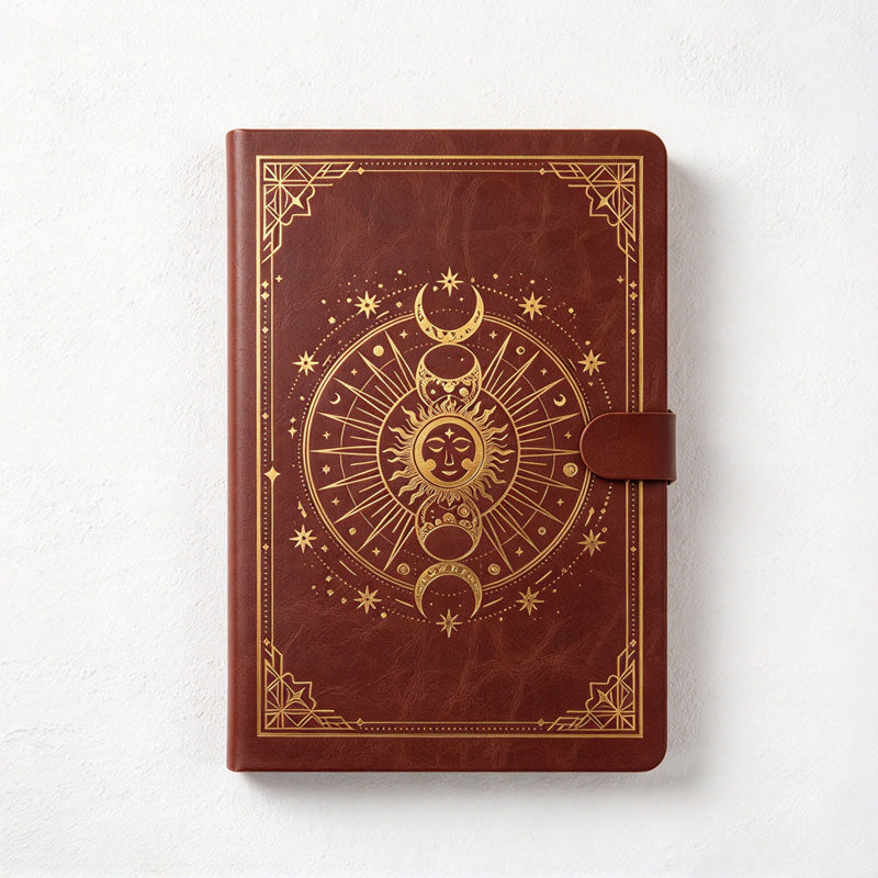 CouldNook Celestial Notebook - Sun and Moon Foil Pattern and Lined Pages
