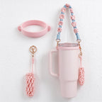 Water Bottle Carry Strap with Beads or Woven Flowers