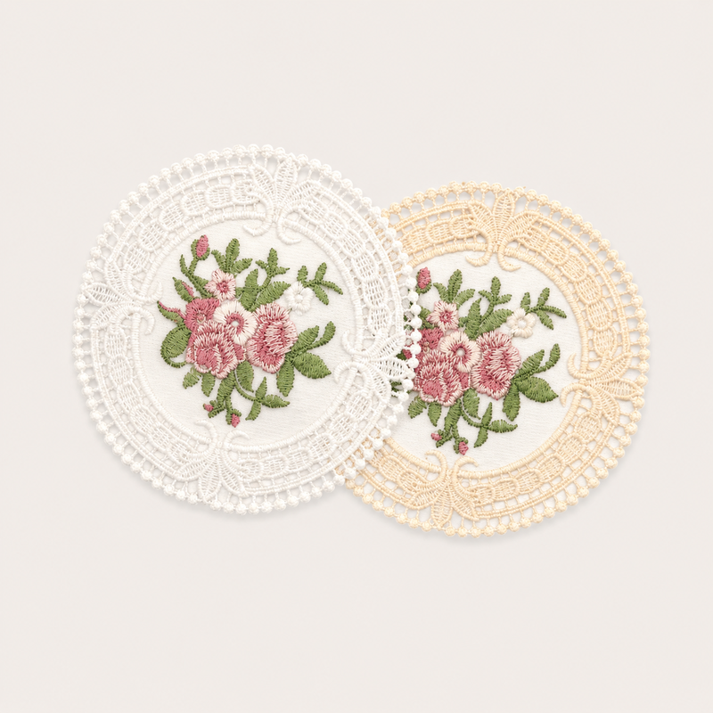 CouldNook Embroidered Floral Lace Coaster - Soft Dining Accent