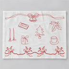 Christmas Embroidered Table Cloth with Red Line Motifs