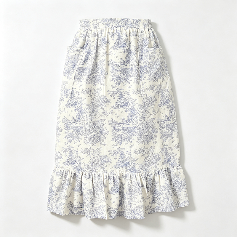CouldNook Pink Toile Waist Apron - Flowing Ruffle Serving Layer