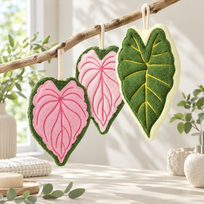 CouldNook Leaf Hand Towel - Heart Outline and Raised Veins