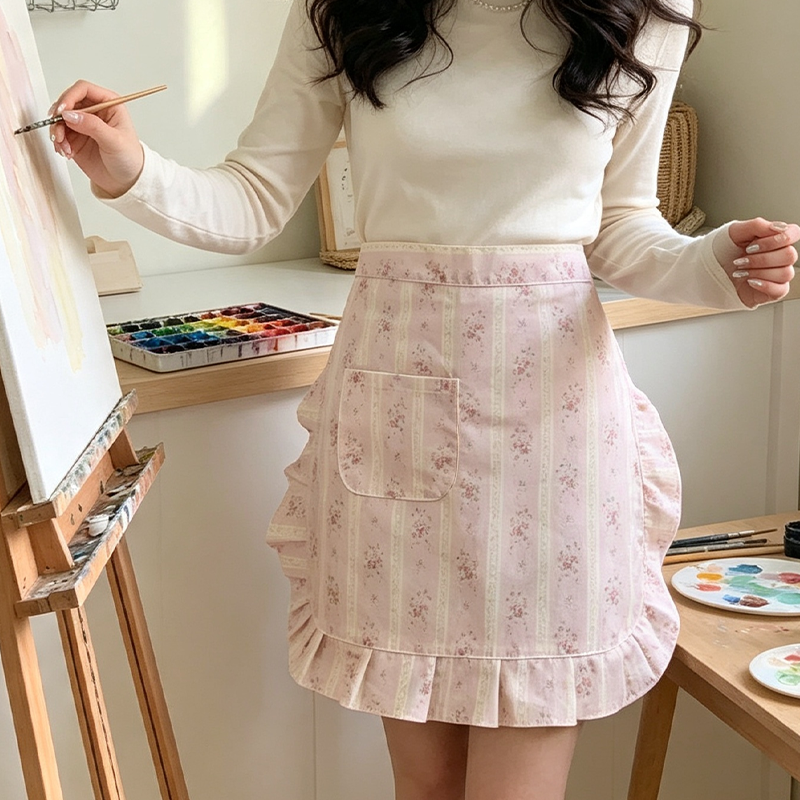 CouldNook Pastel Floral Apron - Tiered Pocket Waist Layer