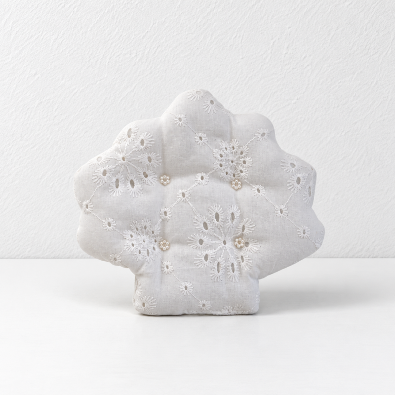 CouldNook Shell Shaped Lace Coaster - White Embroidered Layers
