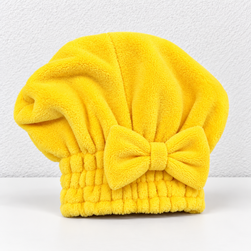 CouldNook Hair Drying Cap - Contrasting Plush Bow