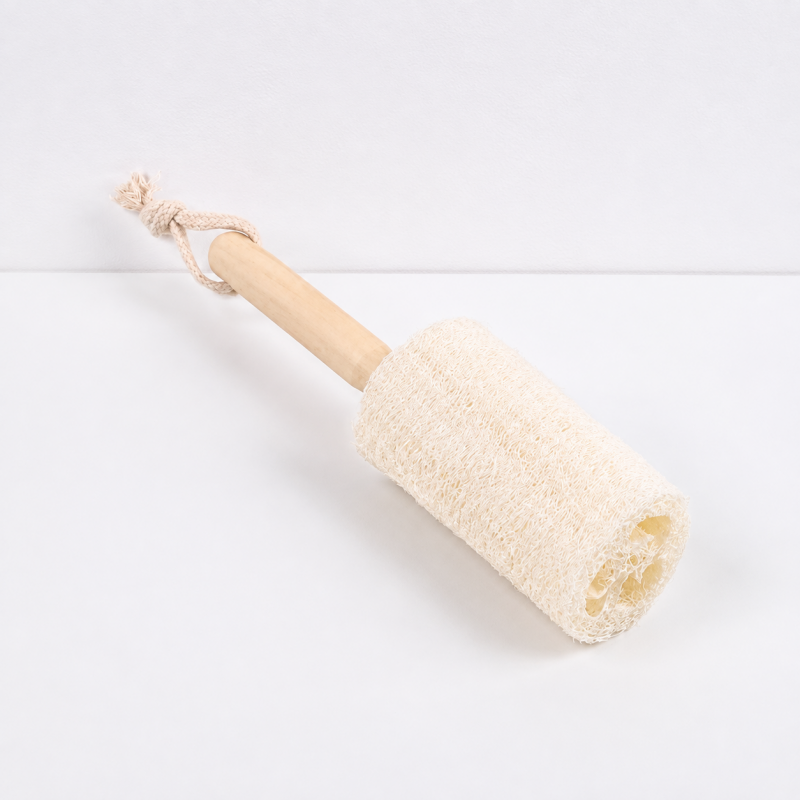 CouldNook Luffa Cup Brush - Wood Handle and Hanging Loop
