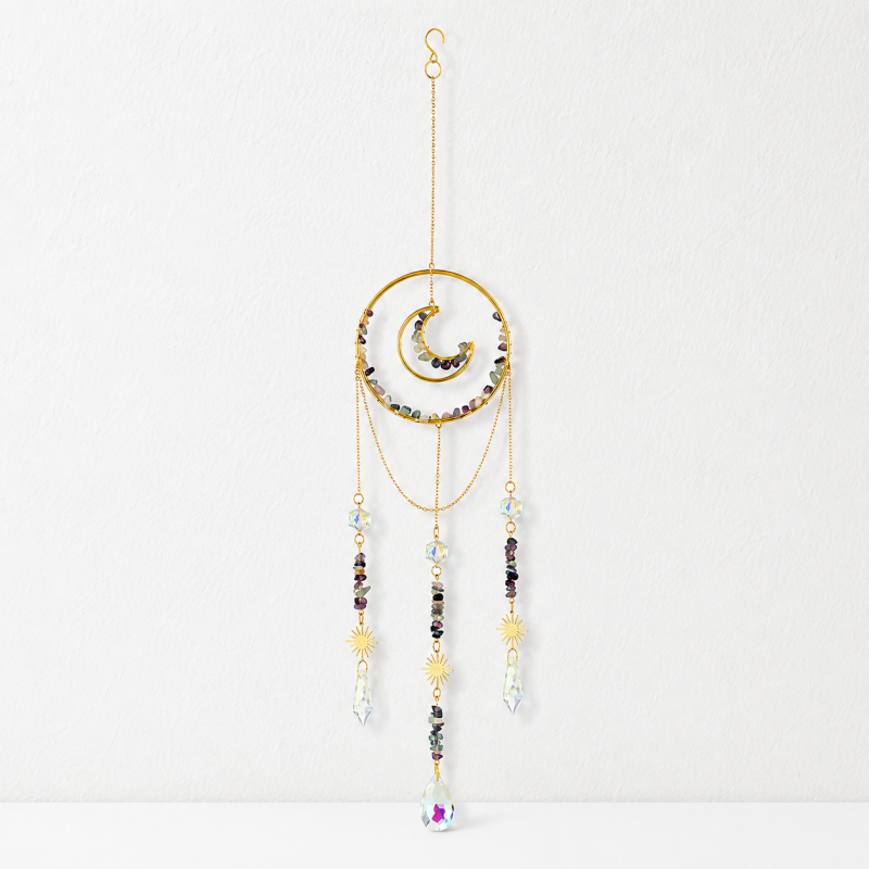 CouldNook Gemstone Moon Suncatcher Ornament - Circular Hanging Frame