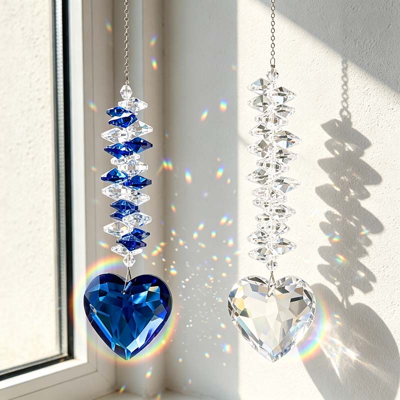 CouldNook Heart Suncatcher - Faceted Pendant And Stacked Bead Column