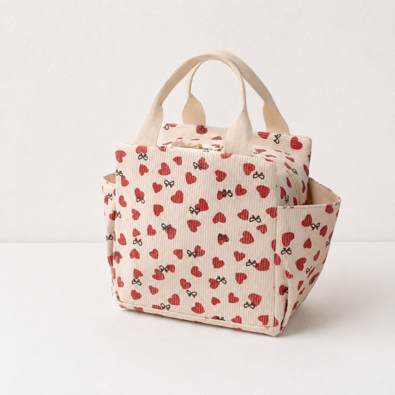 CouldNook Ribbed Lunch Tote - Wide Side Pocket Storage