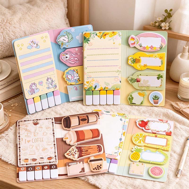 CouldNook Sticky Note Book - Coordinated Memo Pads And Page Flags