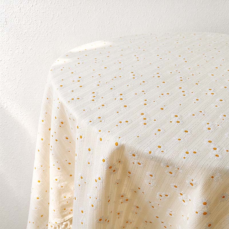 CouldNook Tassel Tablecloth - Floral Prints and Subtle Striped Pattern Options