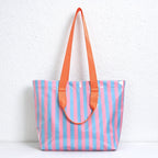 Glossy Striped Shoulder Tote