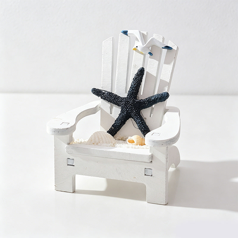 CouldNook Mini Beach Chair Figurine Ornament - Starfish Coastal Desktop Decor