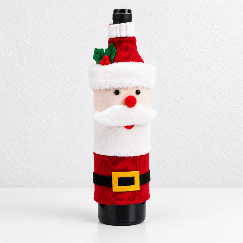 CouldNook Christmas Wine Bottle Cover - Knitted Character Sleeve