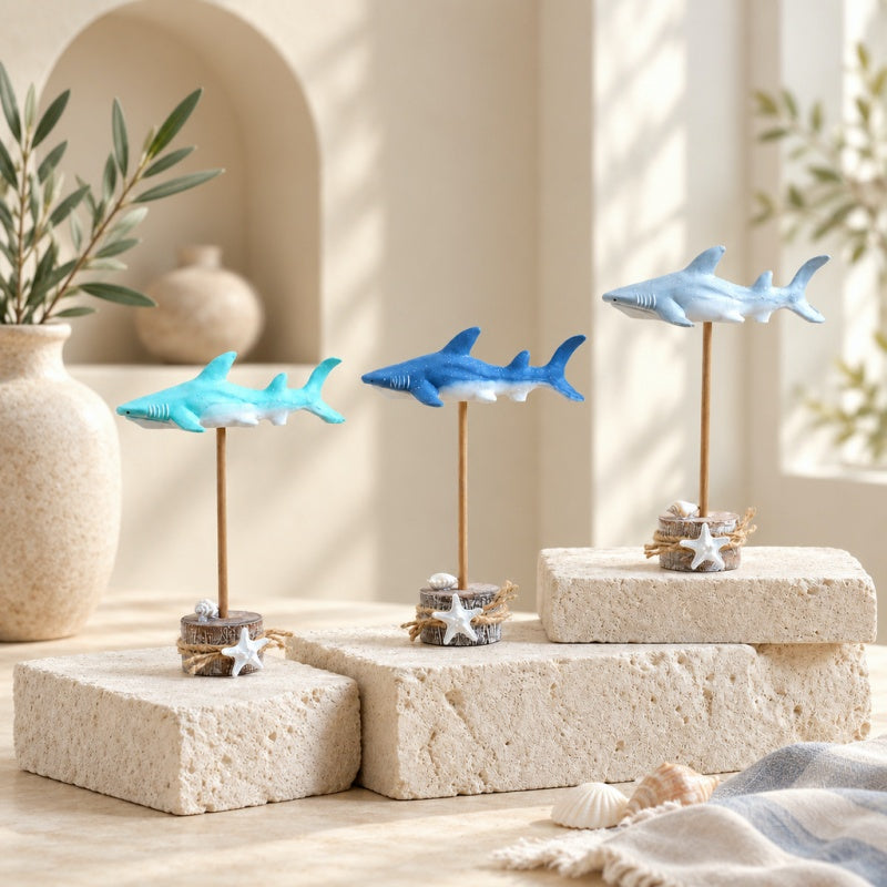 CouldNook Shark Display Ornament - Raised Form And Nautical Base