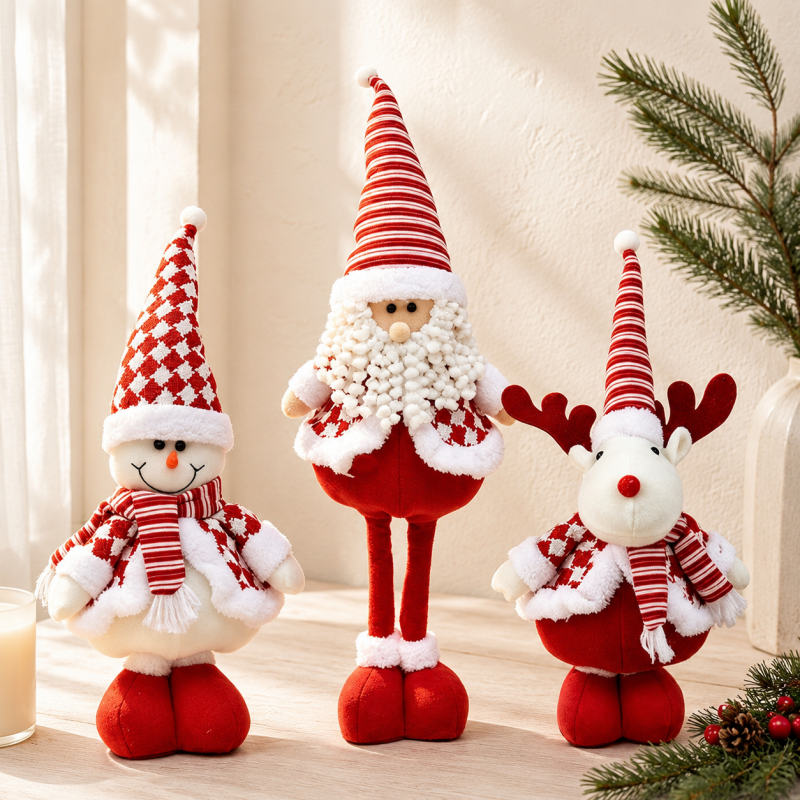 CouldNook Extendable Christmas Character Doll - Striped Hats and Standing Pose