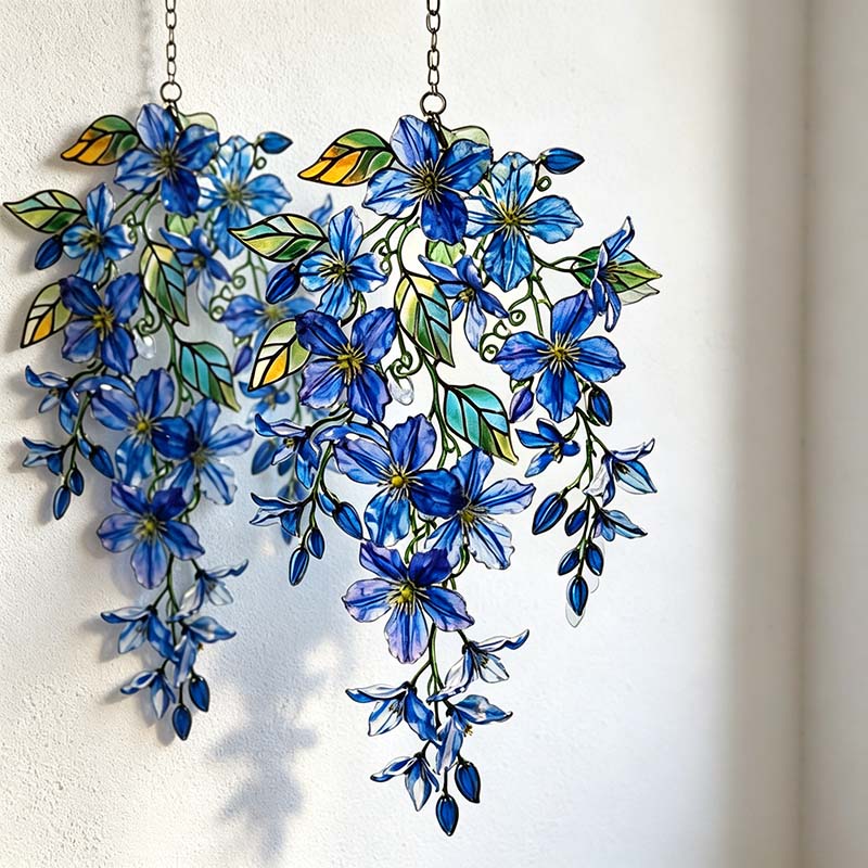 CouldNook Acrylic Floral Window Hanging - Cascading Blossoms And Leaves