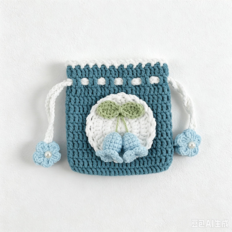 CouldNook Yarn Applique Drawstring Pouch - Fruit and Flower Designs
